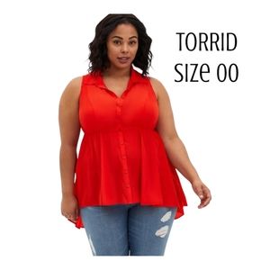 TORRID Babydoll Poplin Button-Front Shirt